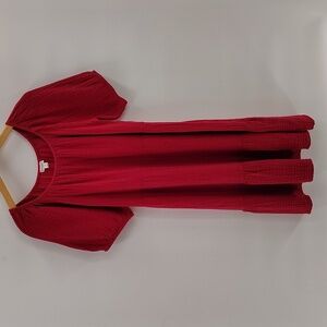 beachlunchlounge Women's Puff Sleeve Flounce Hem Dress Size Medium Gauze